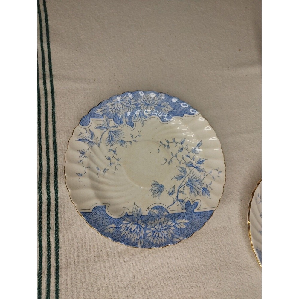 Antique Burgess &‎ Leigh Burslem Cup, Saucer & Plate, 1906-12, Blue Floral Swirl - Picture 3 of 9